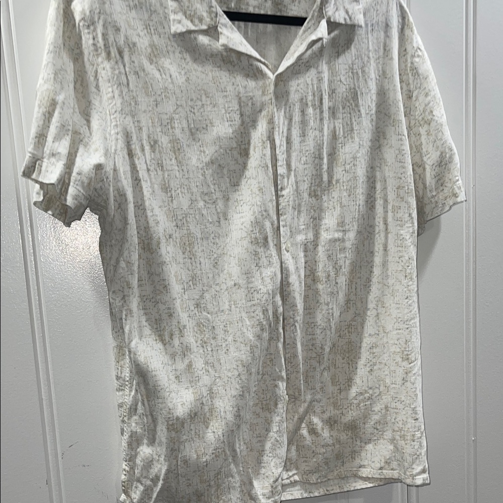 Express Men's Beige Patterned Button Down Shirt - image 4